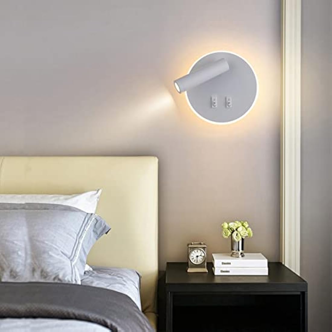 uksunvi LED Bedside Reading Wall Lamp – Adjustable 12W Sconce, White