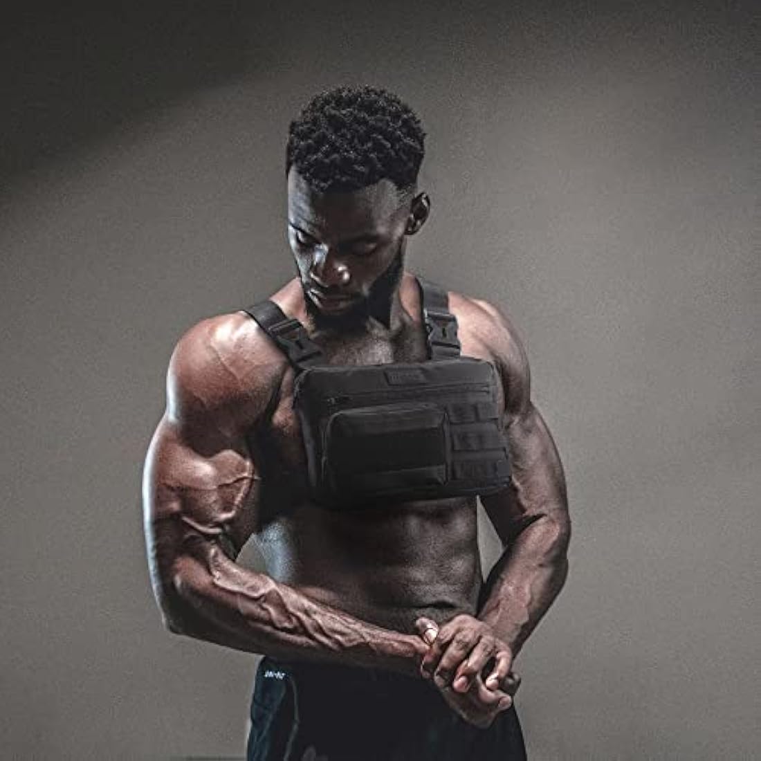 Fitdom Tactical Sports Utility Chest Pack | EDC Rig Pouch Vest - Black