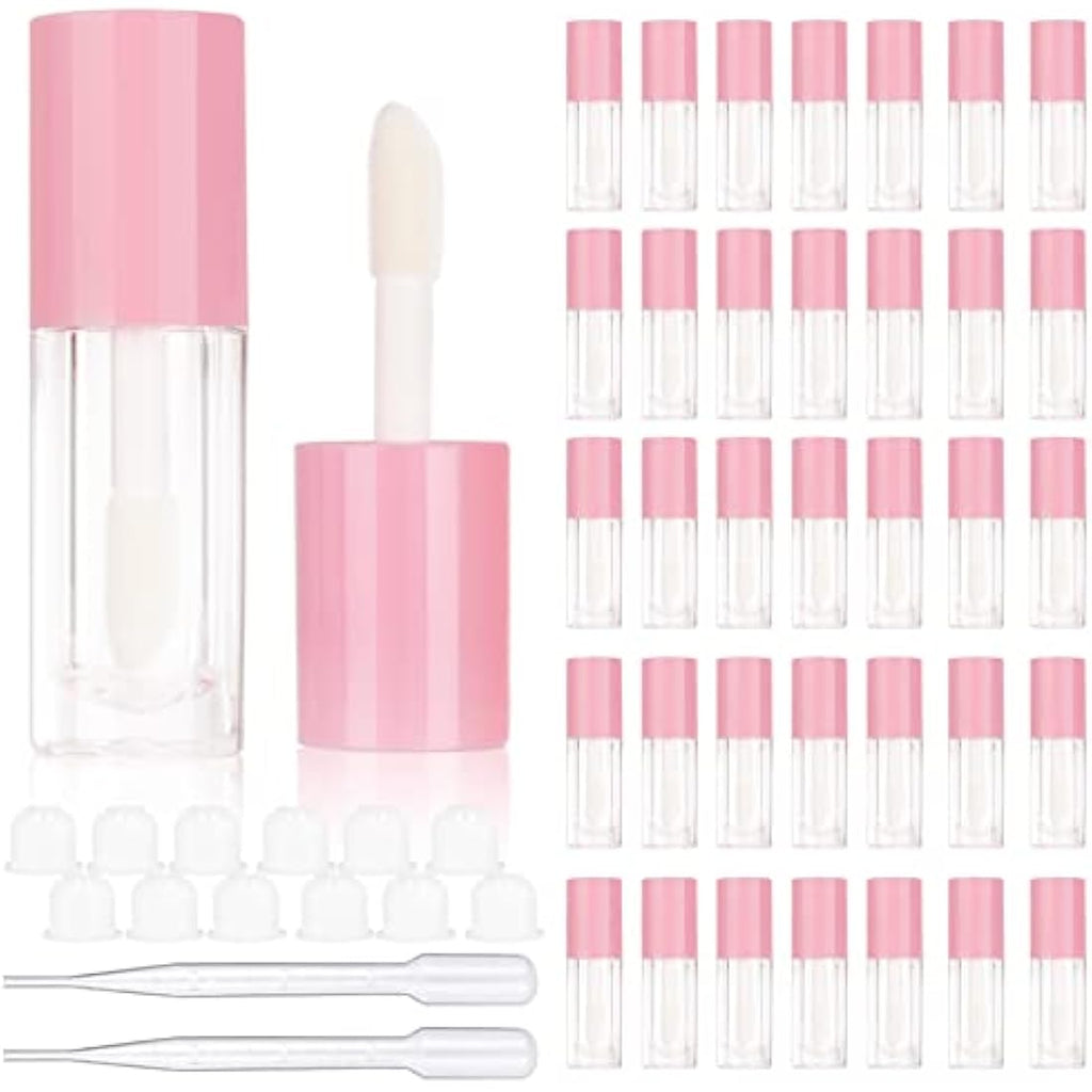 COSIDEA 6ml Pink Lip Gloss Tubes with Big Doe Foot Wand - 30 Pack