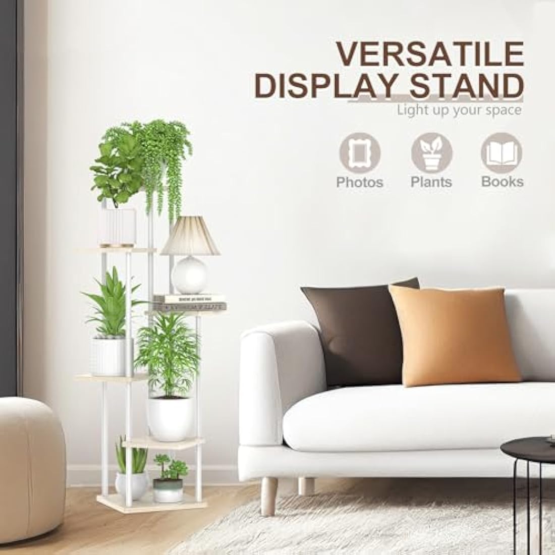 6-Tier Corner Plant Stand – 45" Tall Metal & Wood Flower Shelf