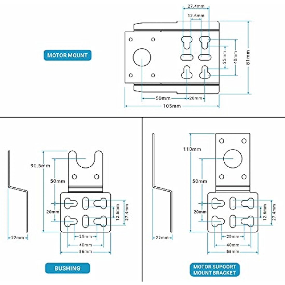 Universal Stainless Steel Rotisserie Motor Bracket Set