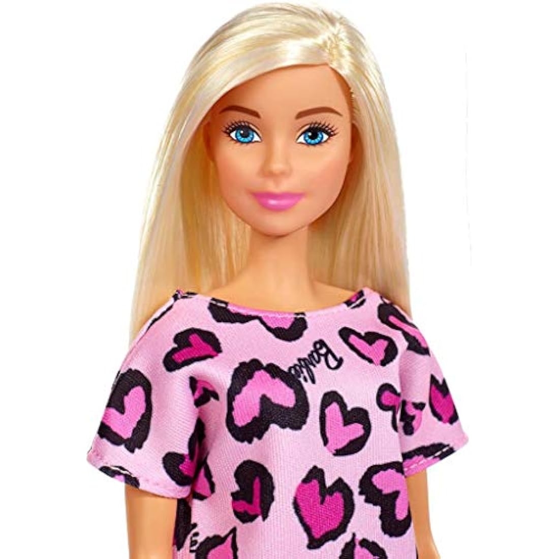 Barbie GHW45 Fashion Doll – Pink Heart Print Dress & White Sneakers