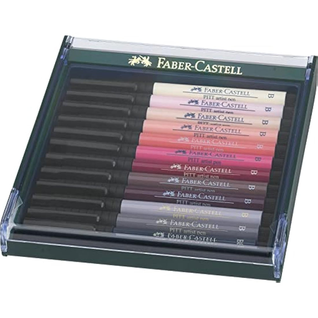 Faber-Castell Pitt Artist Pen Brush - India Ink Portrait Set of 12