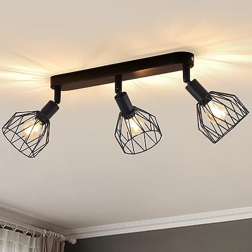 Jolof Store 3-Way Adjustable Black Metal Cage Ceiling Spotlights | E14 Base