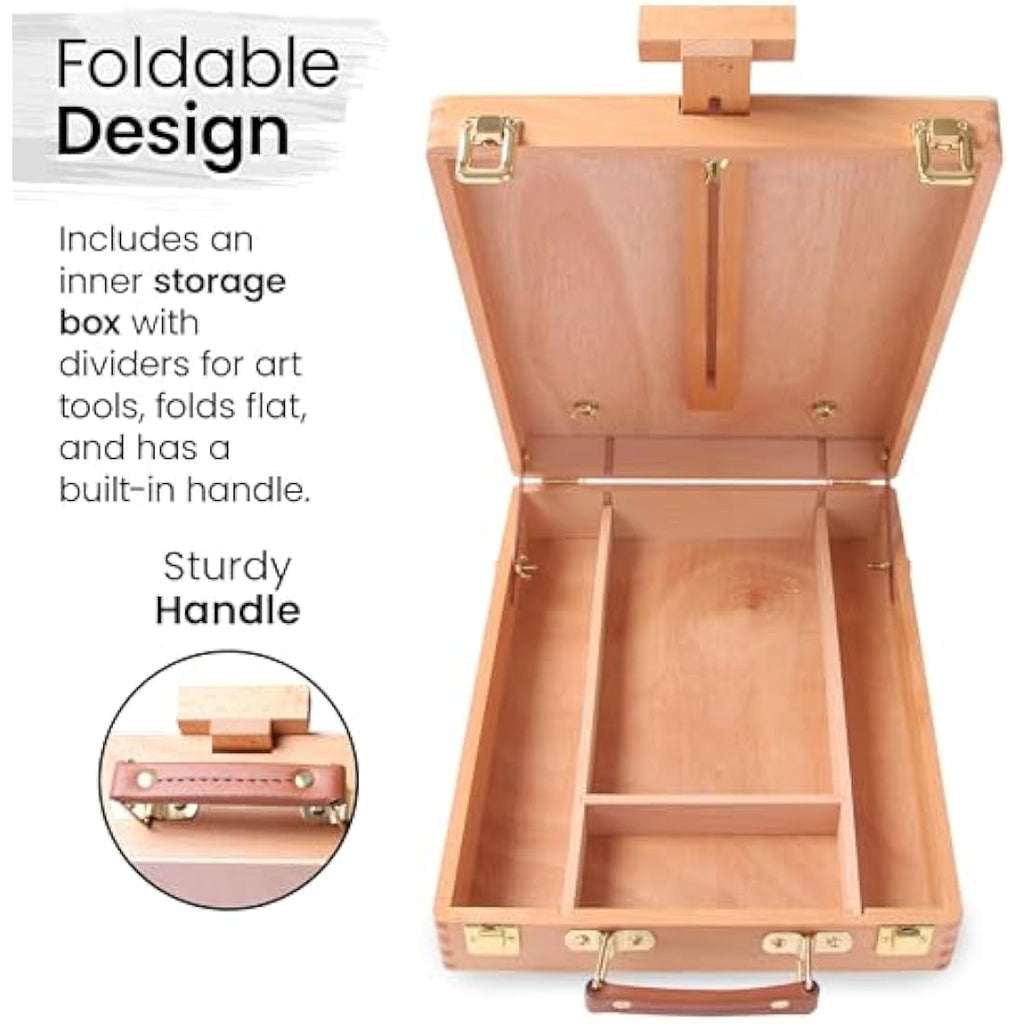 Artistik Wooden Table Box Easel – Portable Beechwood Sketching Box