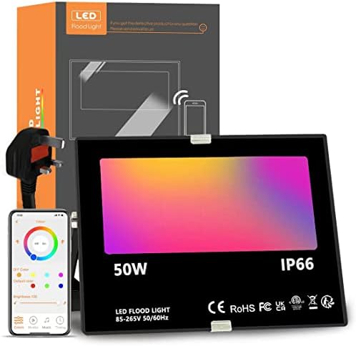 50W Smart RGB LED Floodlight – Bluetooth App Control