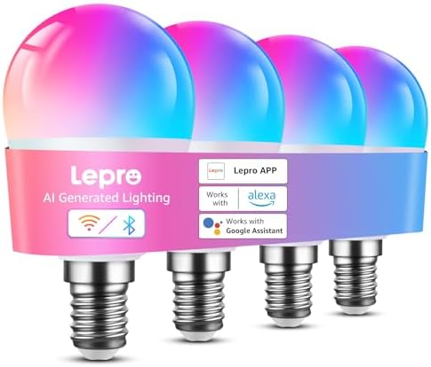Lepro BP1 E14 AI Smart Bulb – Music Sync & Voice Control, 4 Pack
