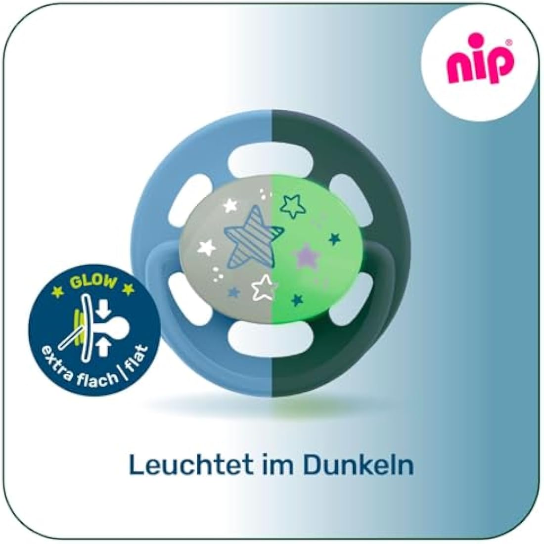 Nip Cherry Night Pacifier 0-6m – Glow in The Dark Soothers, 4 Pack