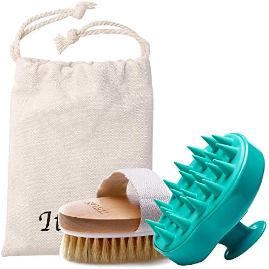 Jolof Store Scalp Massager & Body Brush Set | Silicone & Natural Bristle