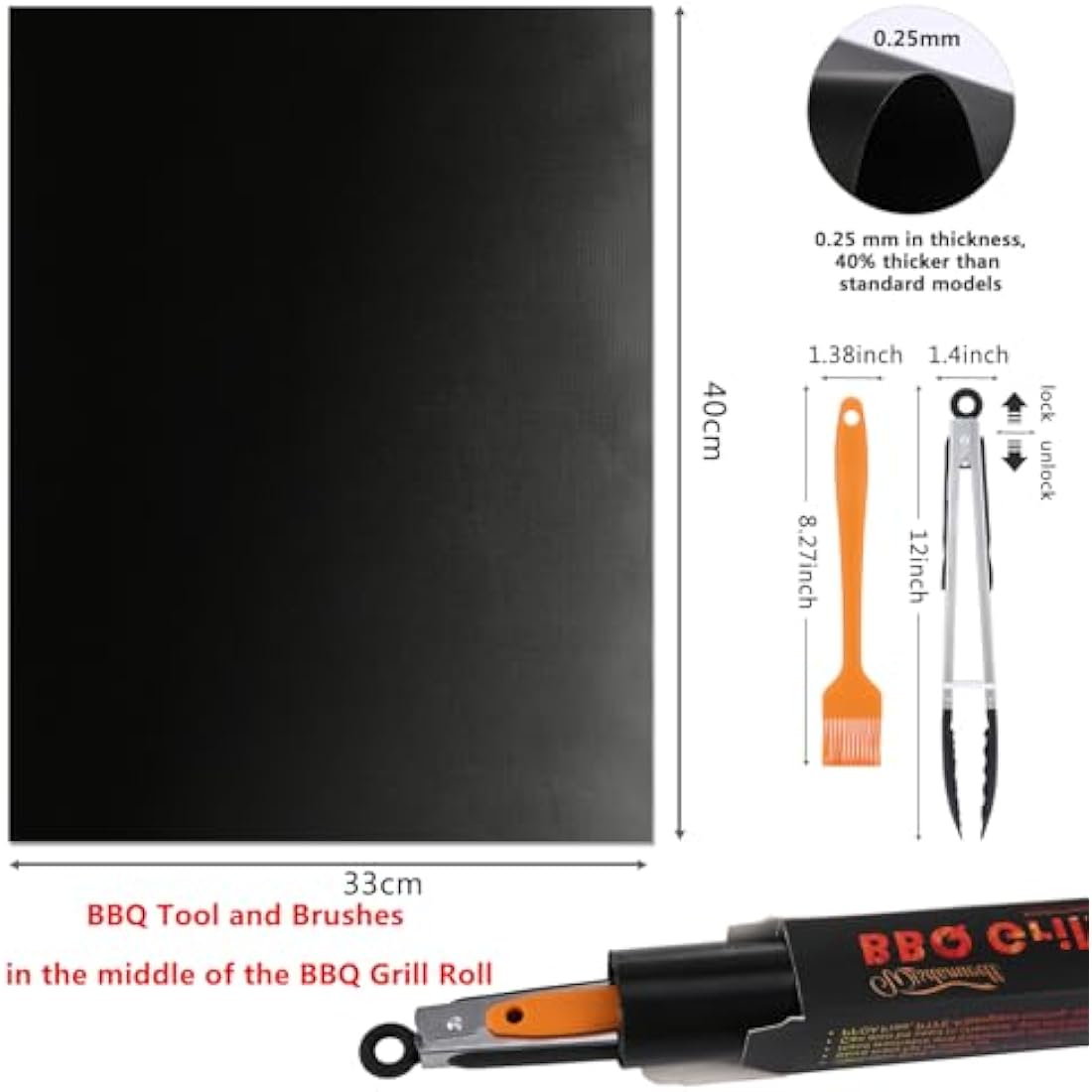 Wisdomwell Non-Stick BBQ Grill Mats - Set of 5 Heat Resistant Teflon Mats