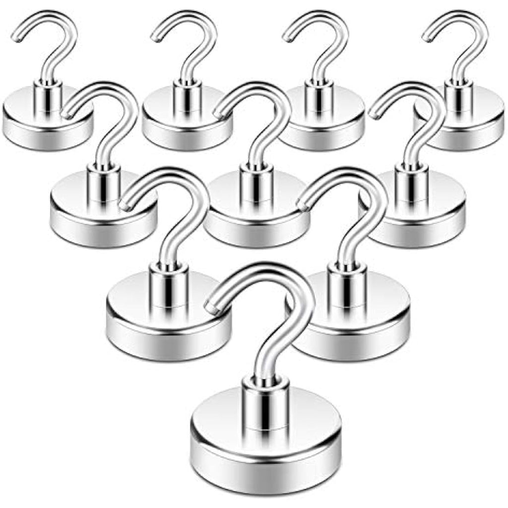 Neosmuk Magnetic Hooks – 20lbs Heavy Duty Neodymium Magnets (10 Pack)