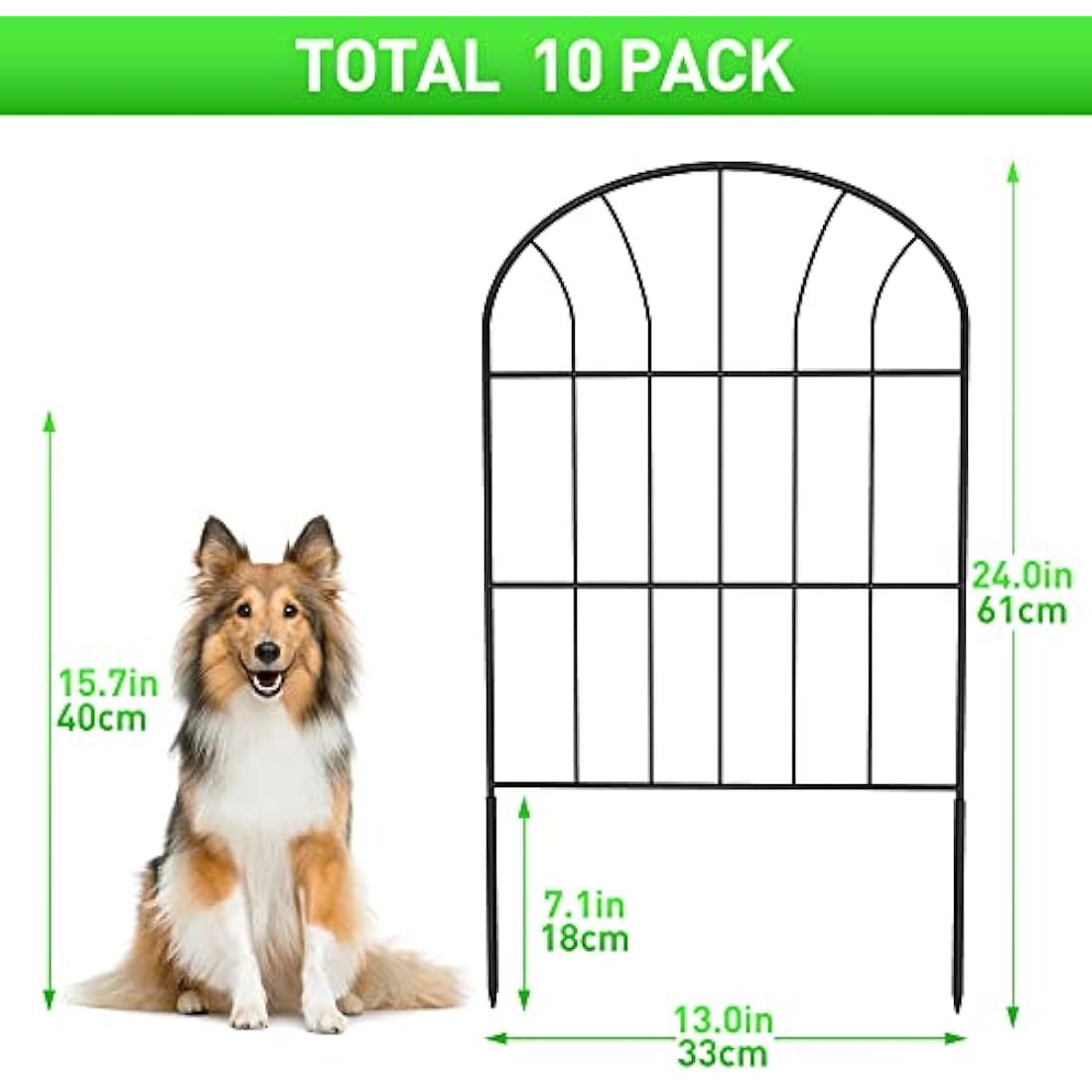 Metal Garden Fence – 10 Pack Rustproof Decorative Wire Panels