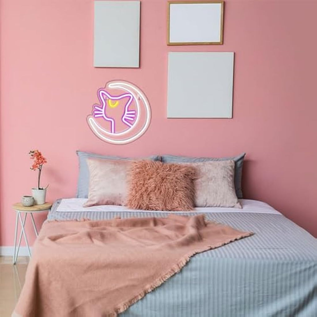 Sailor Moon Cat Neon Sign – LED Anime Wall Decor for Bedroom