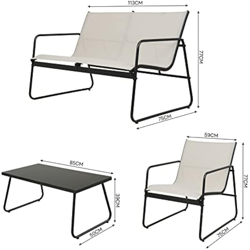 Jolof Store 4-Piece Patio Conversation Set – Mesh Outdoor Furniture, Beige