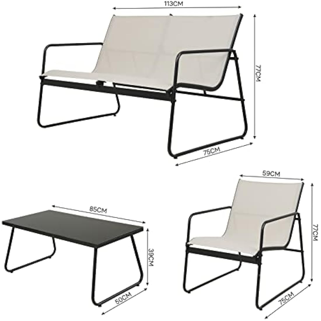 Jolof Store 4-Piece Patio Conversation Set – Mesh Outdoor Furniture, Beige