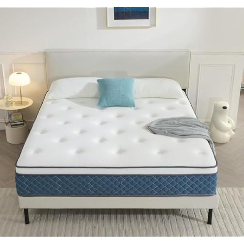 Hiimgo Double Pocket Sprung Mattress | Medium Firm Memory Foam Box