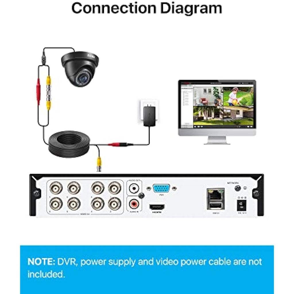 ZOSI 1080P CCTV Security Camera | 80ft Night Vision Weatherproof