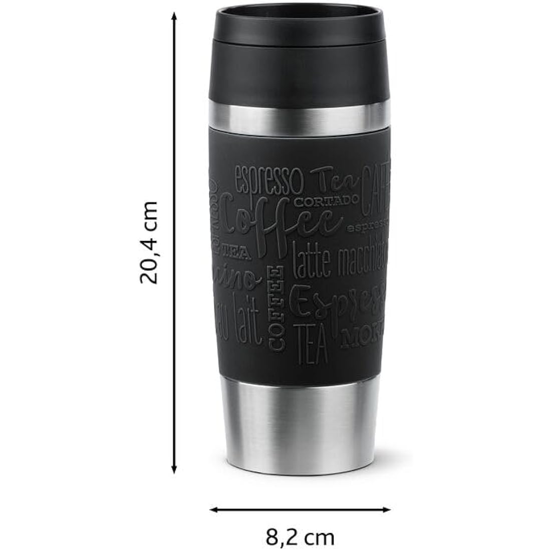Tefal Travel Mug – 360ml Stainless Steel Insulated Cup with Soft-Touch Sleeve