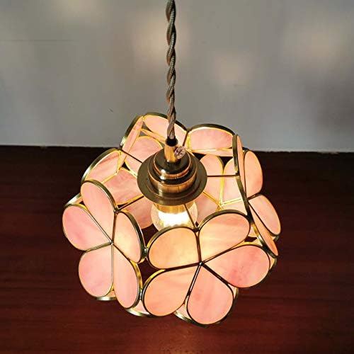 Bieye Cherry Blossom Tiffany Style Stained Glass Pendant Light – 8" Pink