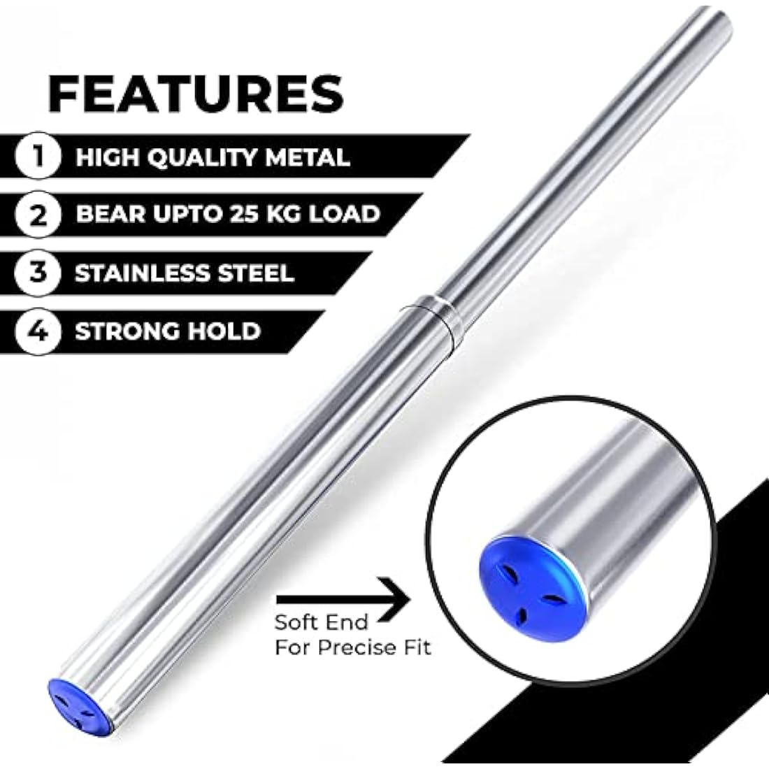 Rocoel Stainless Steel Extendable Wardrobe Rail – Heavy Duty (106-200cm)