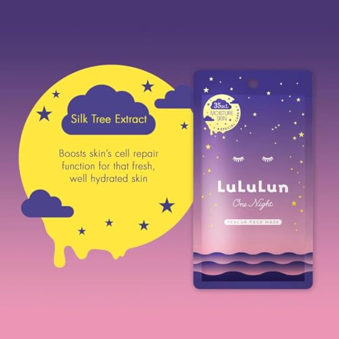 Lululun One Night Rescue Moisturizing Face Mask – 5 Sheet Treatment