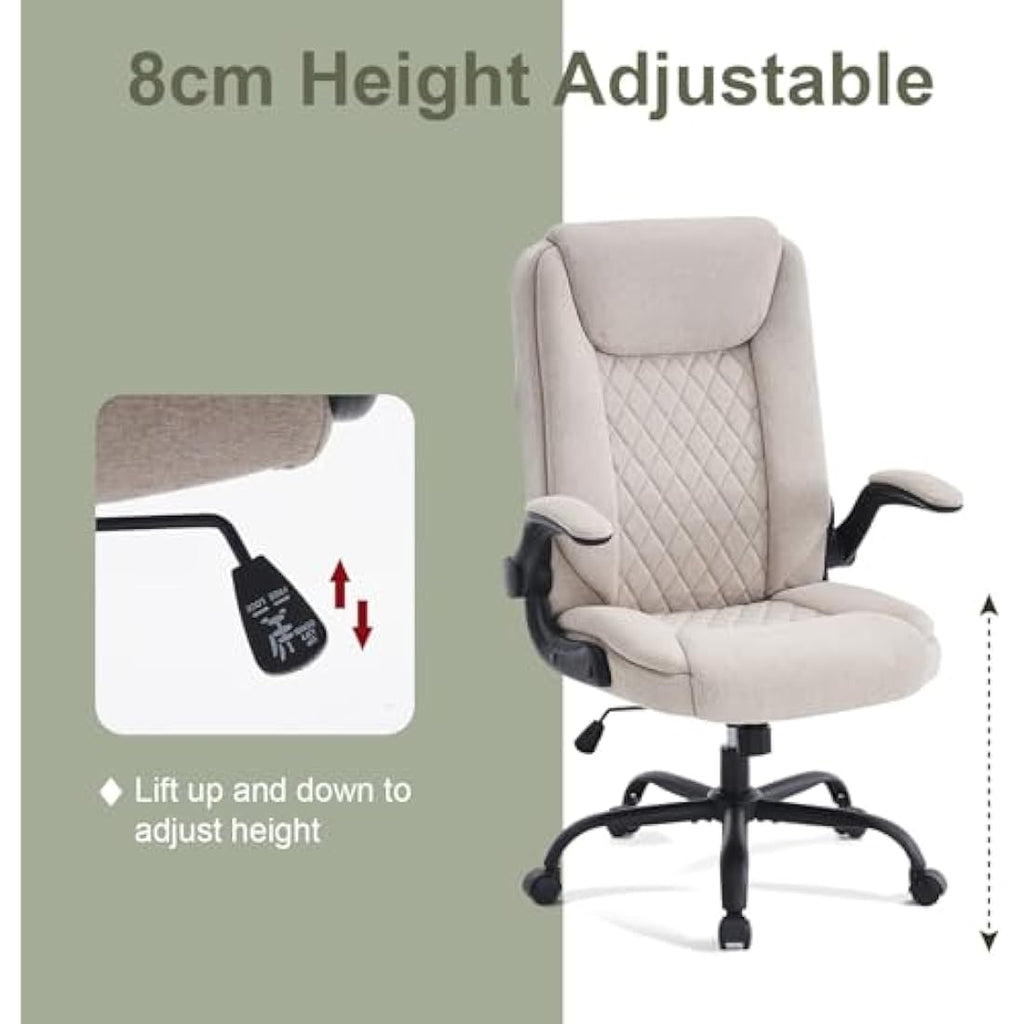 CASTLOVE Ergonomic Office Chair – High Back Fabric Desk Chair, Cream