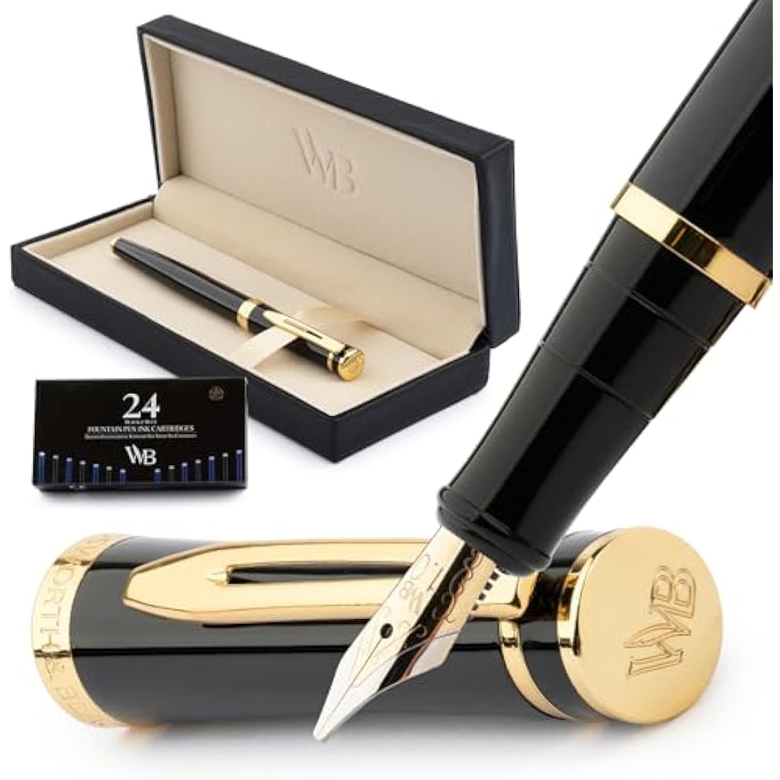 Wordsworth & Black Fountain Pen Set | 18K Gilded Broad Nib & Ink