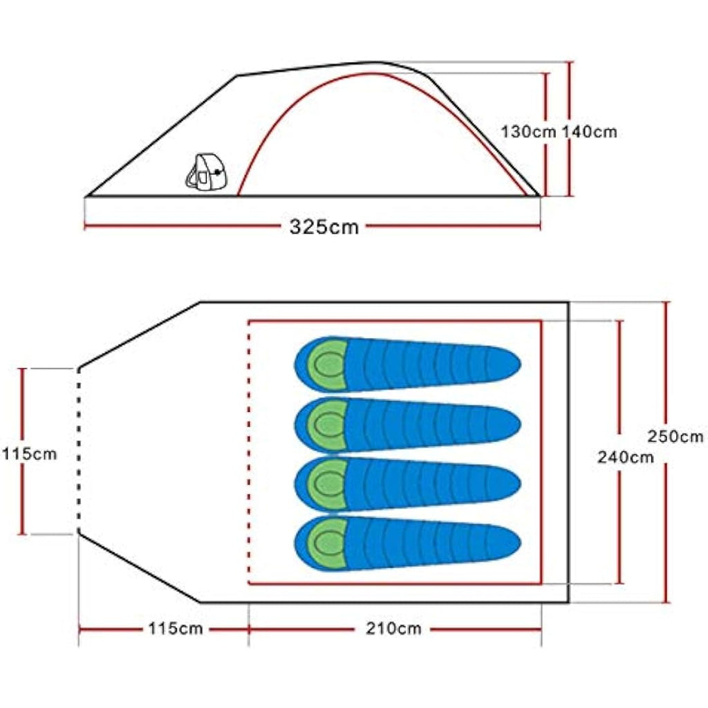 SAFACUS 4-Person Dome Camping Tent | Waterproof Double Layer Family Tent