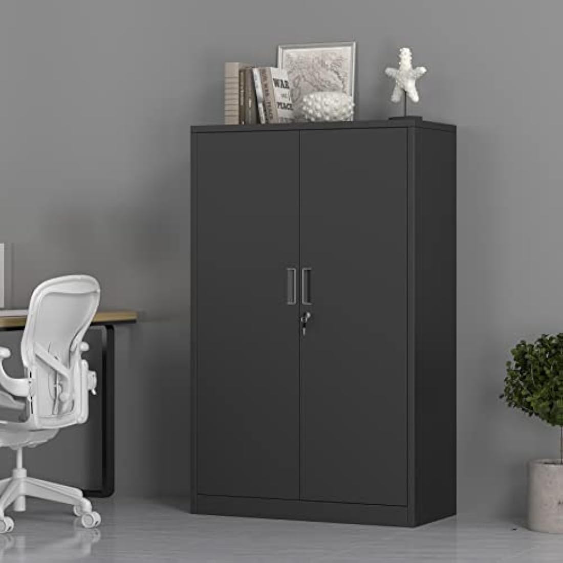 Jolof Store Metal Storage Cabinet | Lockable Steel Cupboard with 3 Shelves