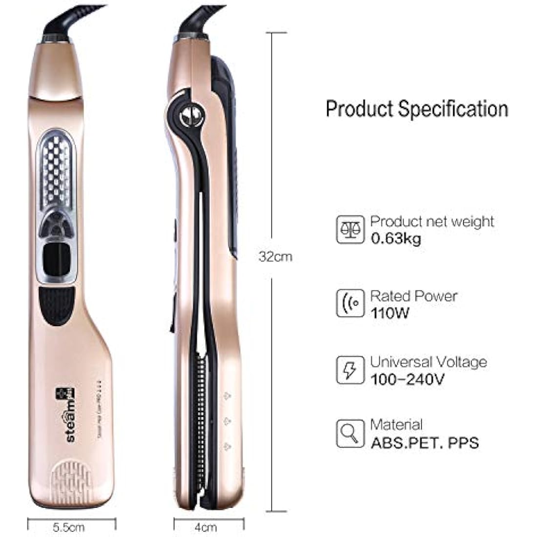 iGutech Professional Steam Hair Straightener | Titanium Flat Iron
