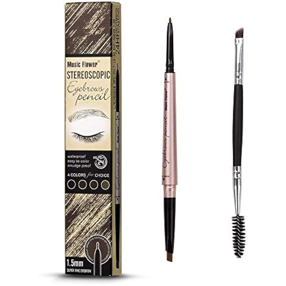 HeyBeauty Waterproof Eyebrow Pencil with Brow Brush – Light Coffee