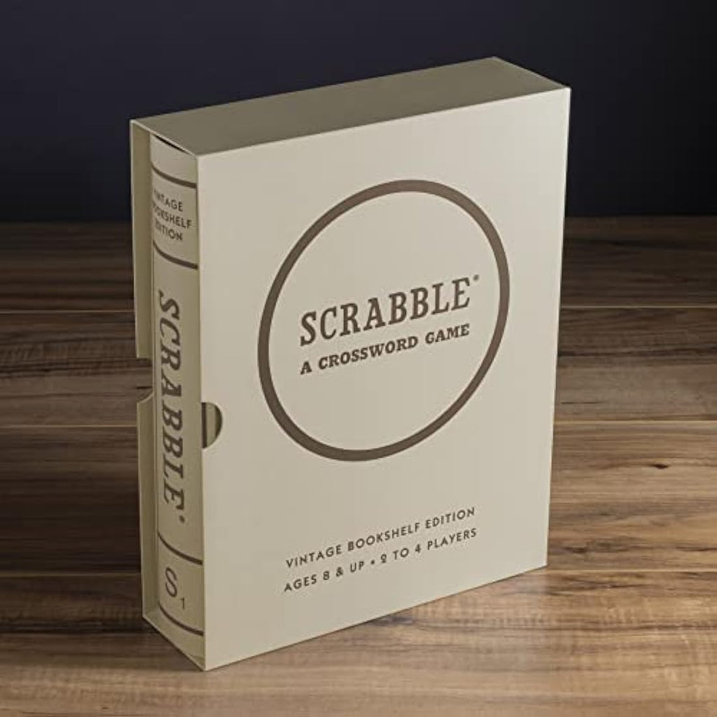 WS Game Company Scrabble Vintage Bookshelf Edition – Linen Board Game