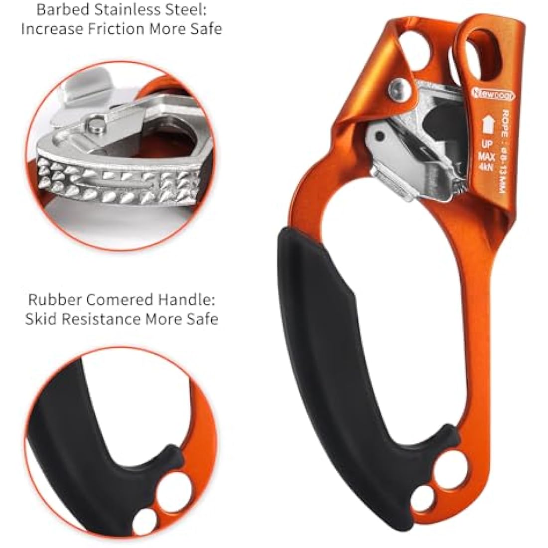 NewDoar Hand Ascender – UIAA Certified Rock Climbing Rope Clamp 8-13mm