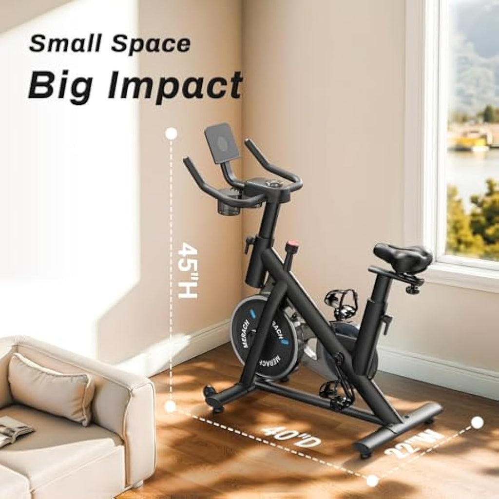 MERACH Stationary Exercise Bike – Quiet Indoor Cycling with App & LED