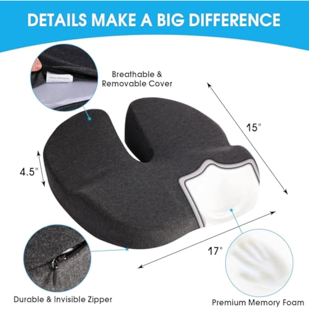 Memory Foam Seat Cushion – Ergonomic Orthopedic Hip Support
