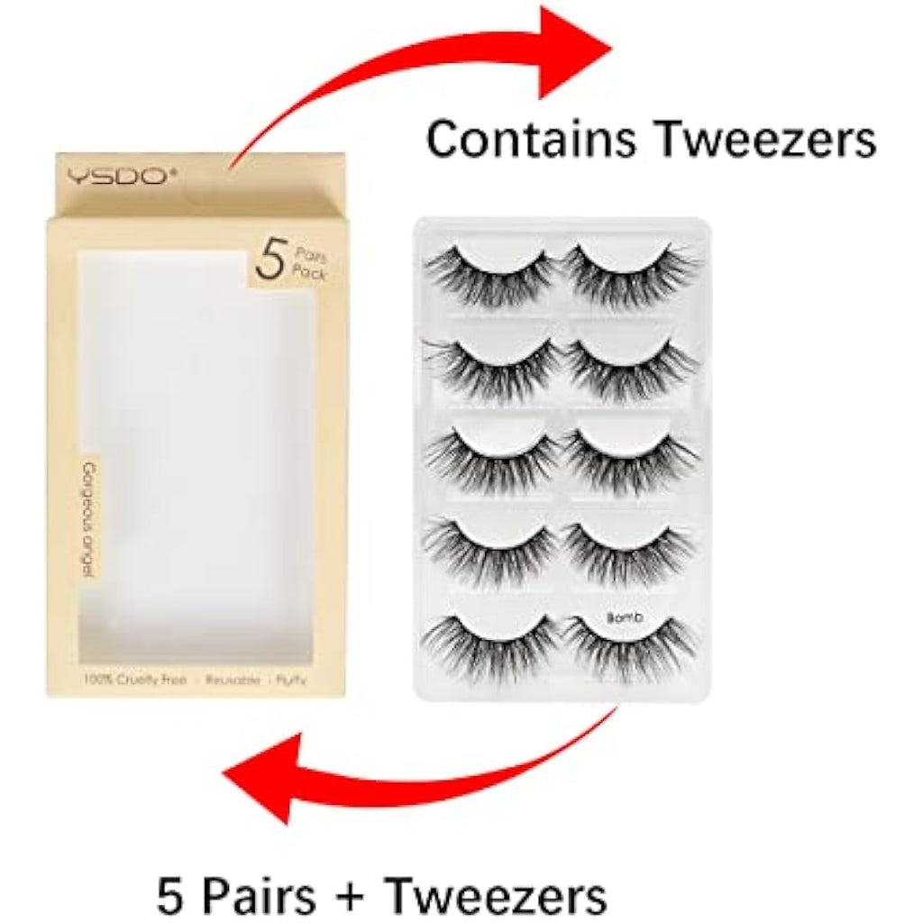 3D Fluffy False Eyelashes – 5 Pairs Reusable Natural Lashes