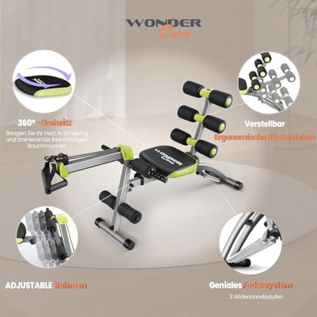 Wonder Core 2 – 12-in-1 Home Gym Core Trainer with Rower & Twisting Seat