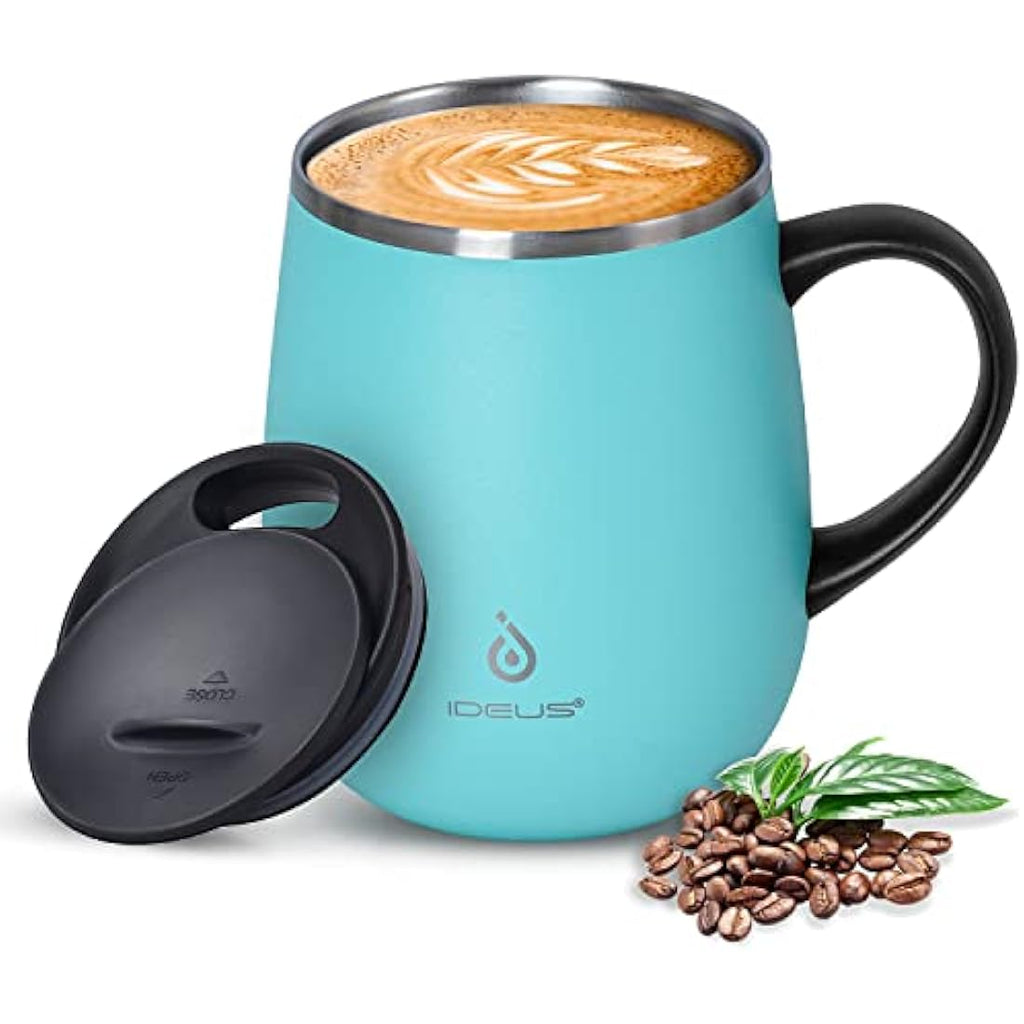Ideus Insulated Coffee Mug | 16oz Stainless Steel Thermal Cup – Light Blue