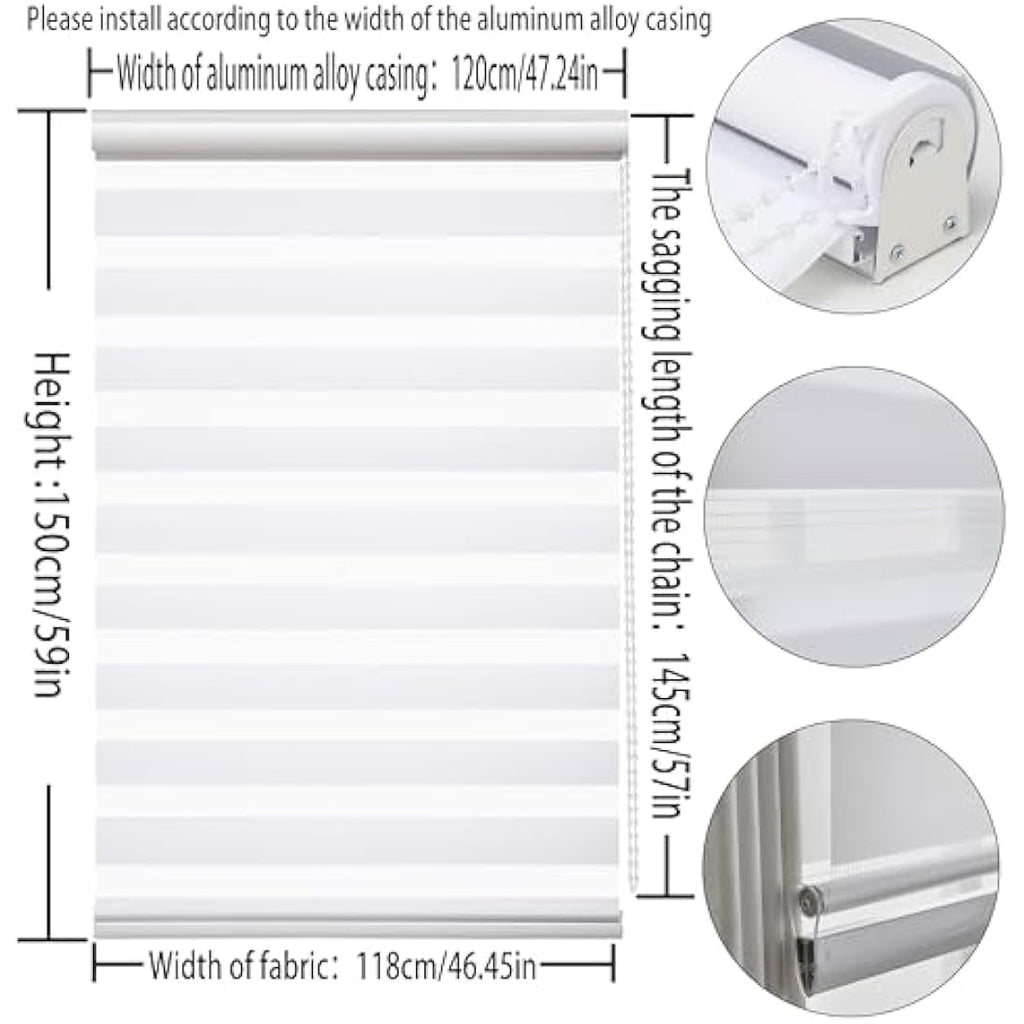 Taiyuhomes Zebra Roller Blind – White Day and Night Blackout Curtains