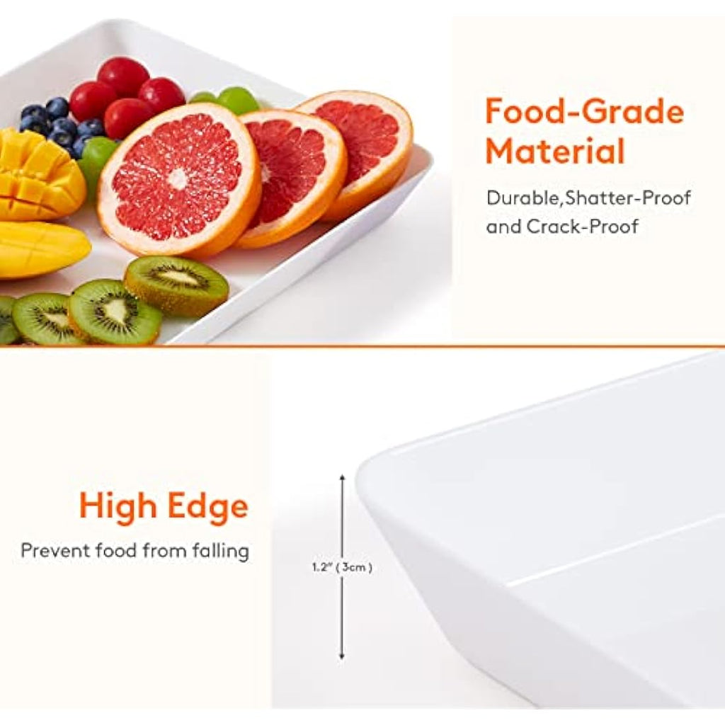 Lifewit White Plastic Serving Trays - 6 Pack Reusable Party Food Platters