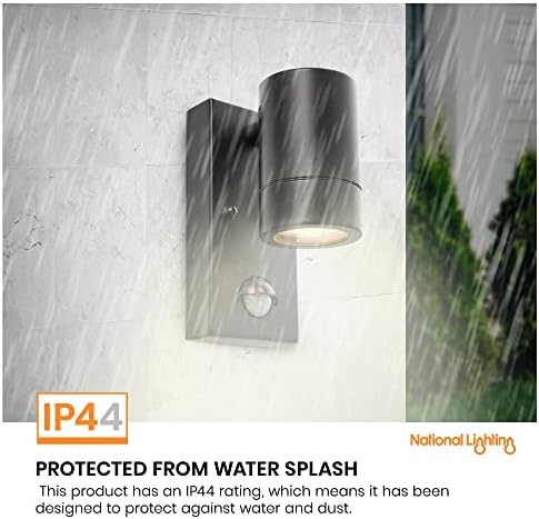 National Lighting PIR Outdoor Security Light - Matt Black IP44 Wall Lantern