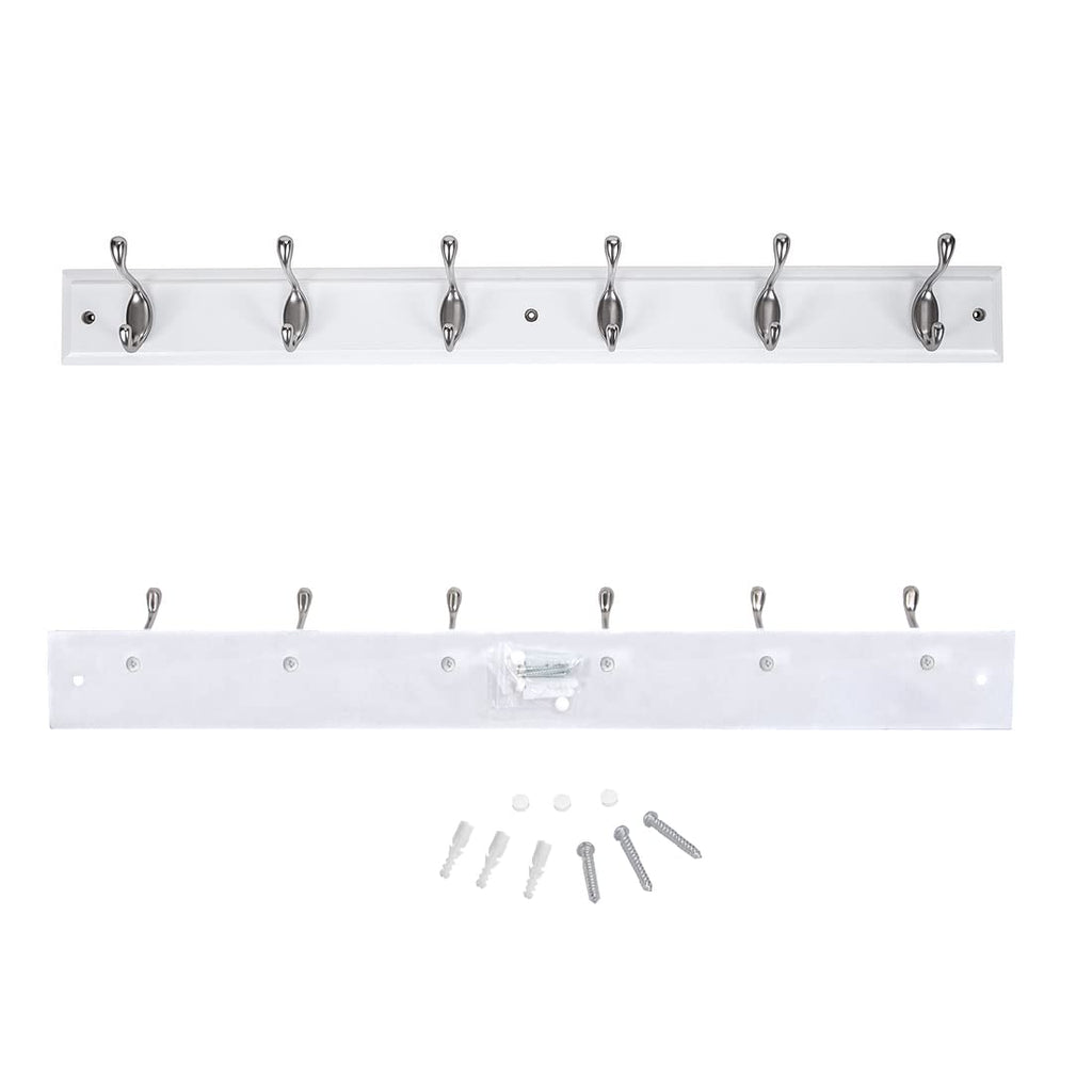 DOKEHOM Wall Mounted Coat Hook Rack | 2 Pack 6-Satin Nickel Hooks
