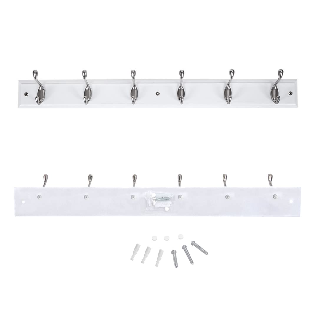DOKEHOM Wall Mounted Coat Hook Rack | 2 Pack 6-Satin Nickel Hooks