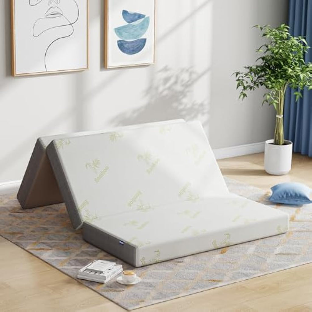 Inofia Single Folding Mattress - 15cm Trifold Gel Memory Foam Guest Bed