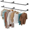OROPY Industrial Pipe Clothes Rail | Set of 2 Heavy Duty Wall Mounted Rack