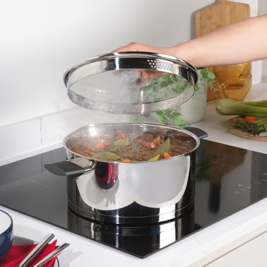 Russell Hobbs Excellence 24cm Stainless Steel Stockpot with Glass Lid