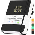 Undated Daily Planner – Hourly Productivity Agenda, Black PU Leather