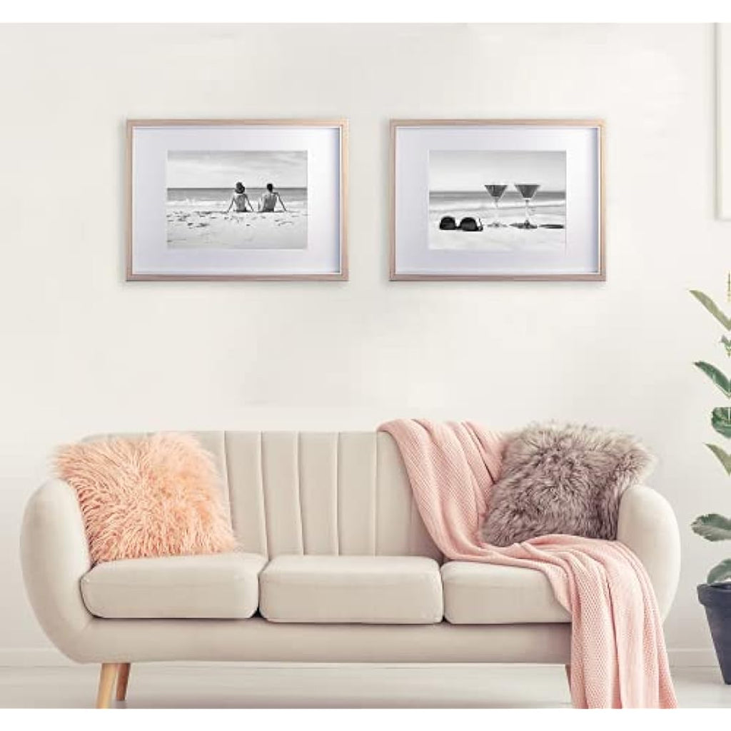 YiPinYin A3 Two-Tone Wooden Picture Frames - Set of 3 with Double Mounts