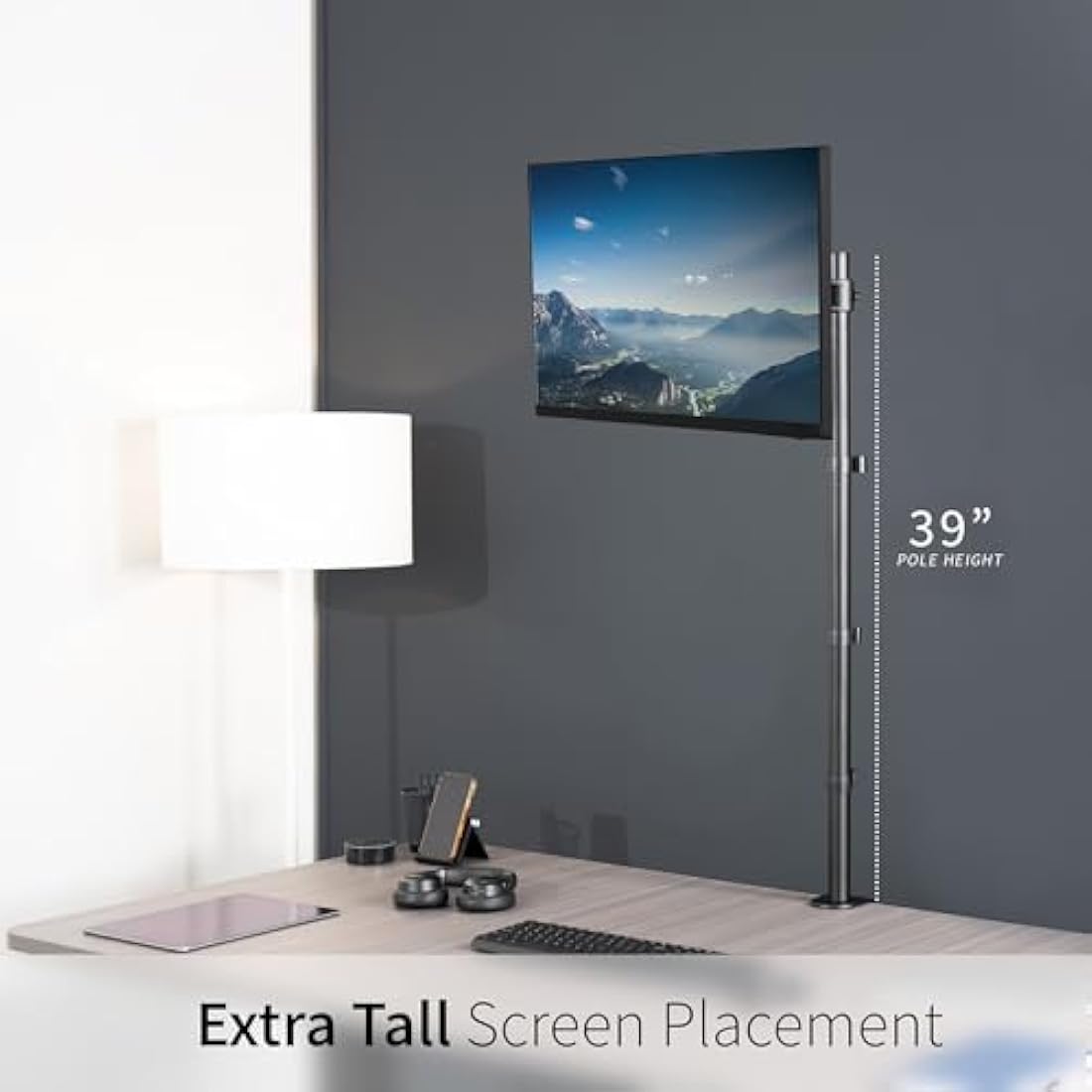 VIVO Extra Tall Single Monitor Desk Mount | 39" Pole for 13-32" Screens