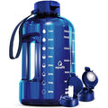 AQUAFIT 4L Motivational Water Bottle with 2 Lids - Dark Blue